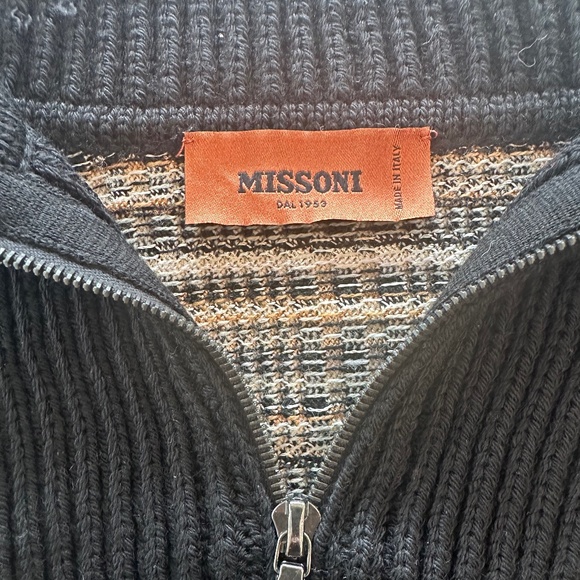 Missoni Knit Short-Sleeve Dress with Zip-Up Wide Neck Collar. Size US 12 (IT 48) - Picture 8 of 12